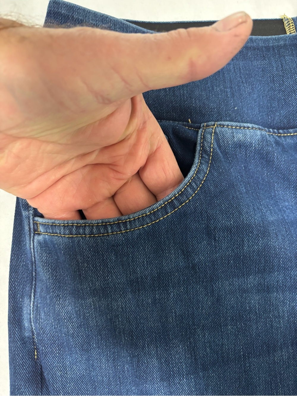 HALARA Navy Jeans with Gold Stitching - Picture 9 of 14